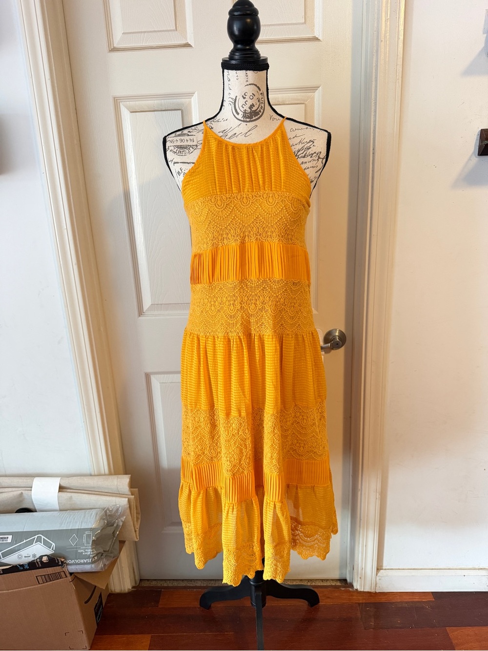 Anthropologie Mustard Yellow Halter Midi Dress